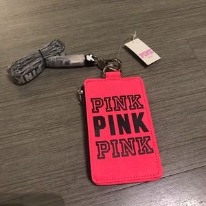 PINK victoria secret ID card holder lanyard